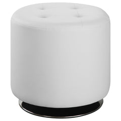 Orleans Furniture - Coaster - Bowman Round Upholstered Tufted Swivel Ottoman White - 500554