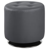 Orleans Furniture - Coaster - Bowman Round Upholstered Tufted Swivel Ottoman Grey - 500555
