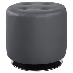 Orleans Furniture - Coaster - Bowman Round Upholstered Tufted Swivel Ottoman Grey - 500555