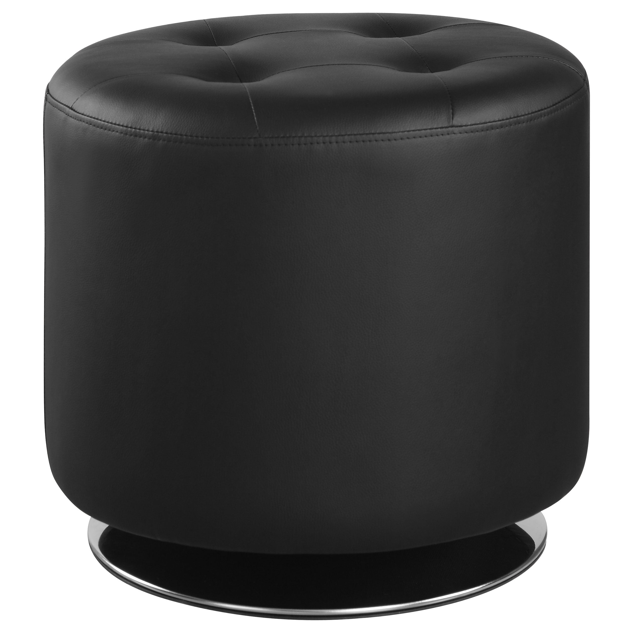 Orleans Furniture - Coaster - Bowman Round Upholstered Tufted Swivel Ottoman Black - 500556