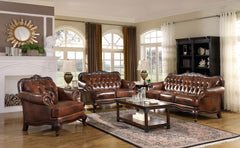 Orleans Furniture - Coaster - Victoria 3-piece Full Leather Upholstered Sofa Set Brown - 500681-S3