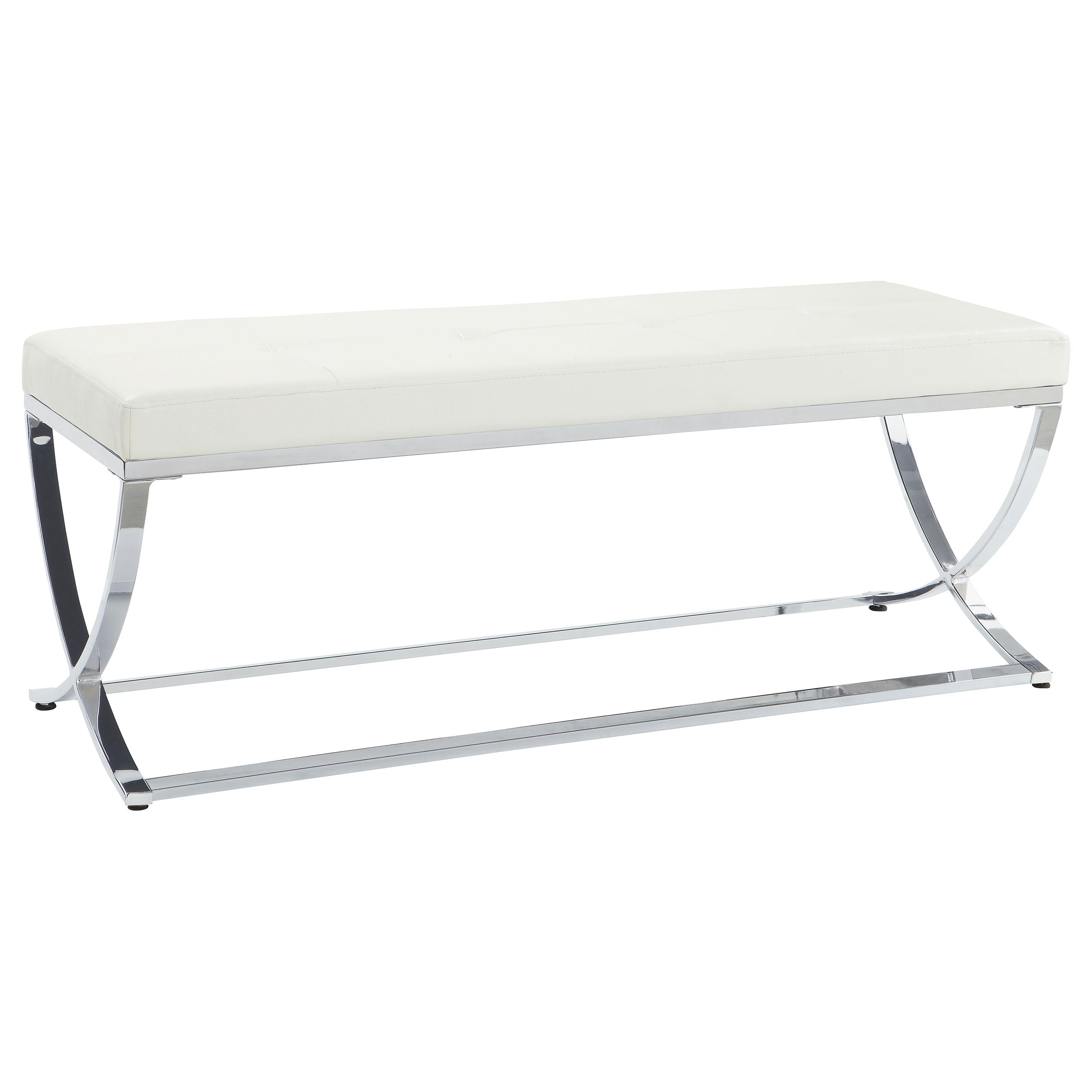Orleans Furniture - Coaster - Walton Leatherette Upholstered Tufted Accent Bench White - 501157