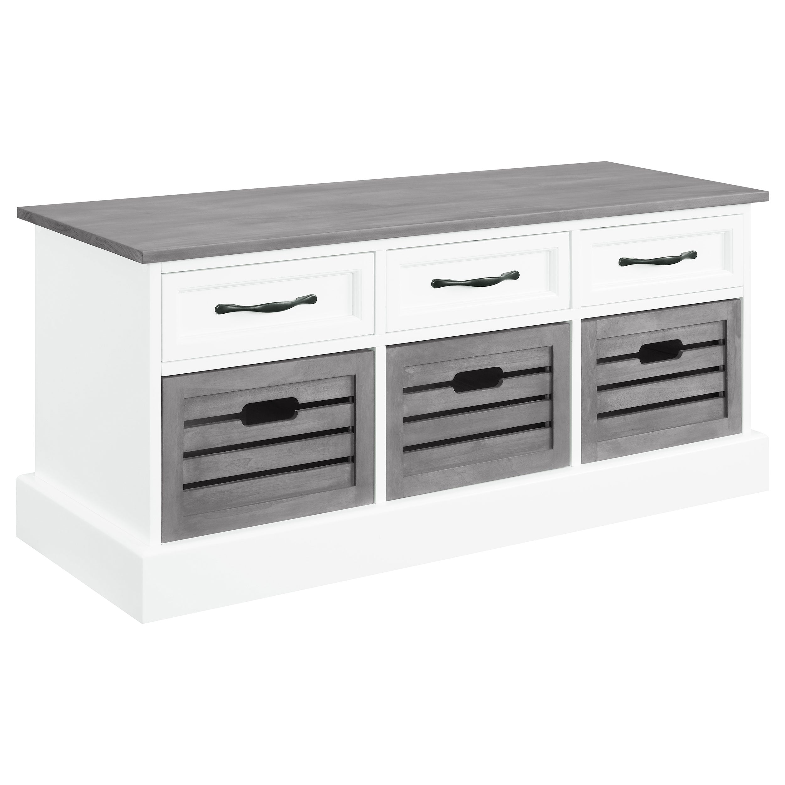 Orleans Furniture - Coaster - Alma 3-drawer Storage Bench White and Weathered Grey - 501196