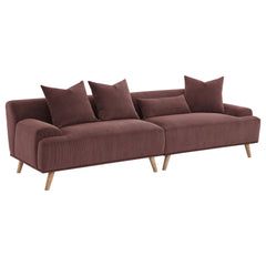 Orleans Furniture - Coaster - Elizabeth Corduroy Upholstered Extra Long Sofa Wine Red - 503957