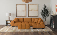 Orleans Furniture - Coaster - Camacho Upholstered Sectional Sofa with Ottoman Set Orange - 503975-SET