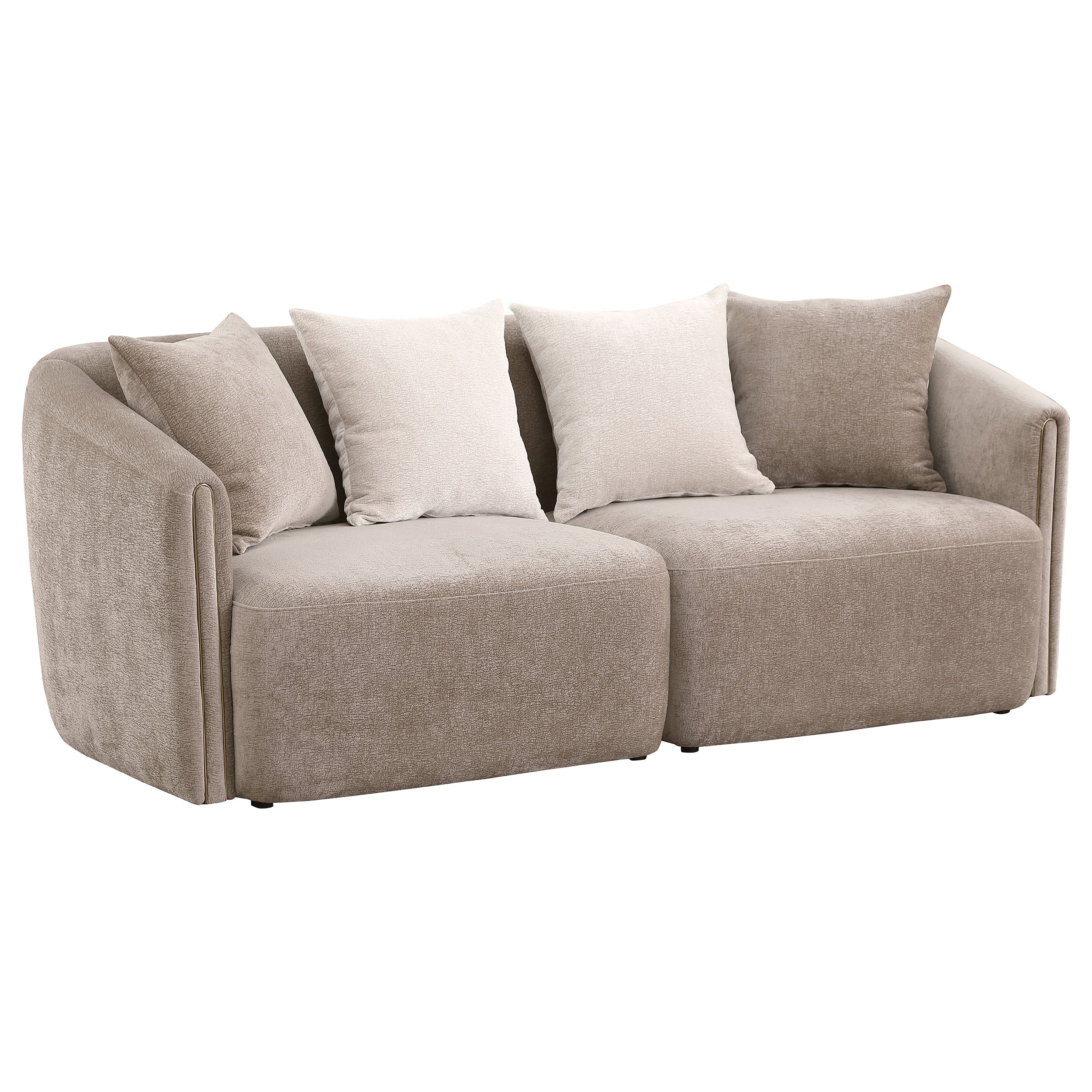 Orleans Furniture - Coaster - Townsend Chenille Upholstered Rolled Arm Sofa Latte - 504754