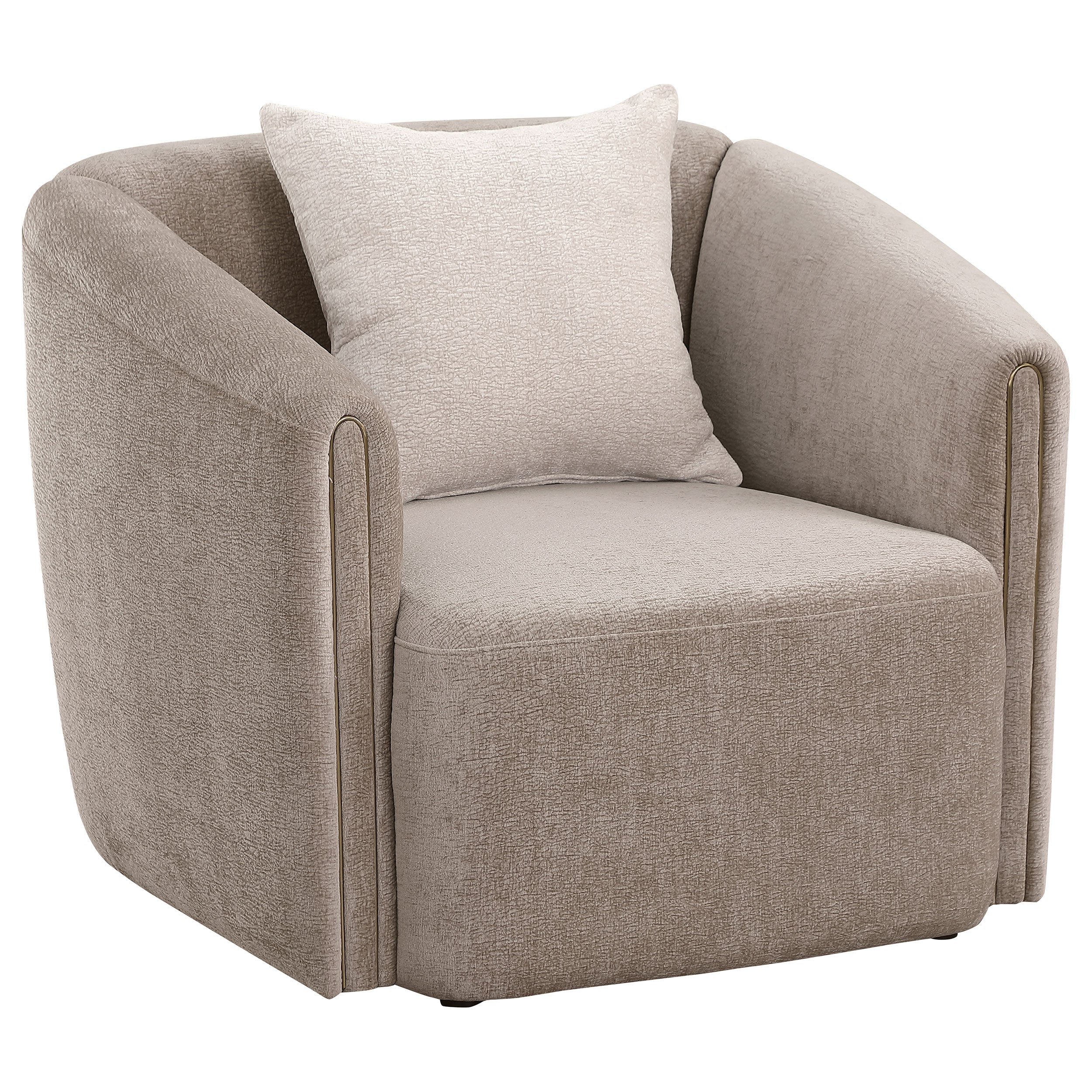 Orleans Furniture - Coaster - Townsend Chenille Upholstered Rolled Arm Chair Latte - 504756