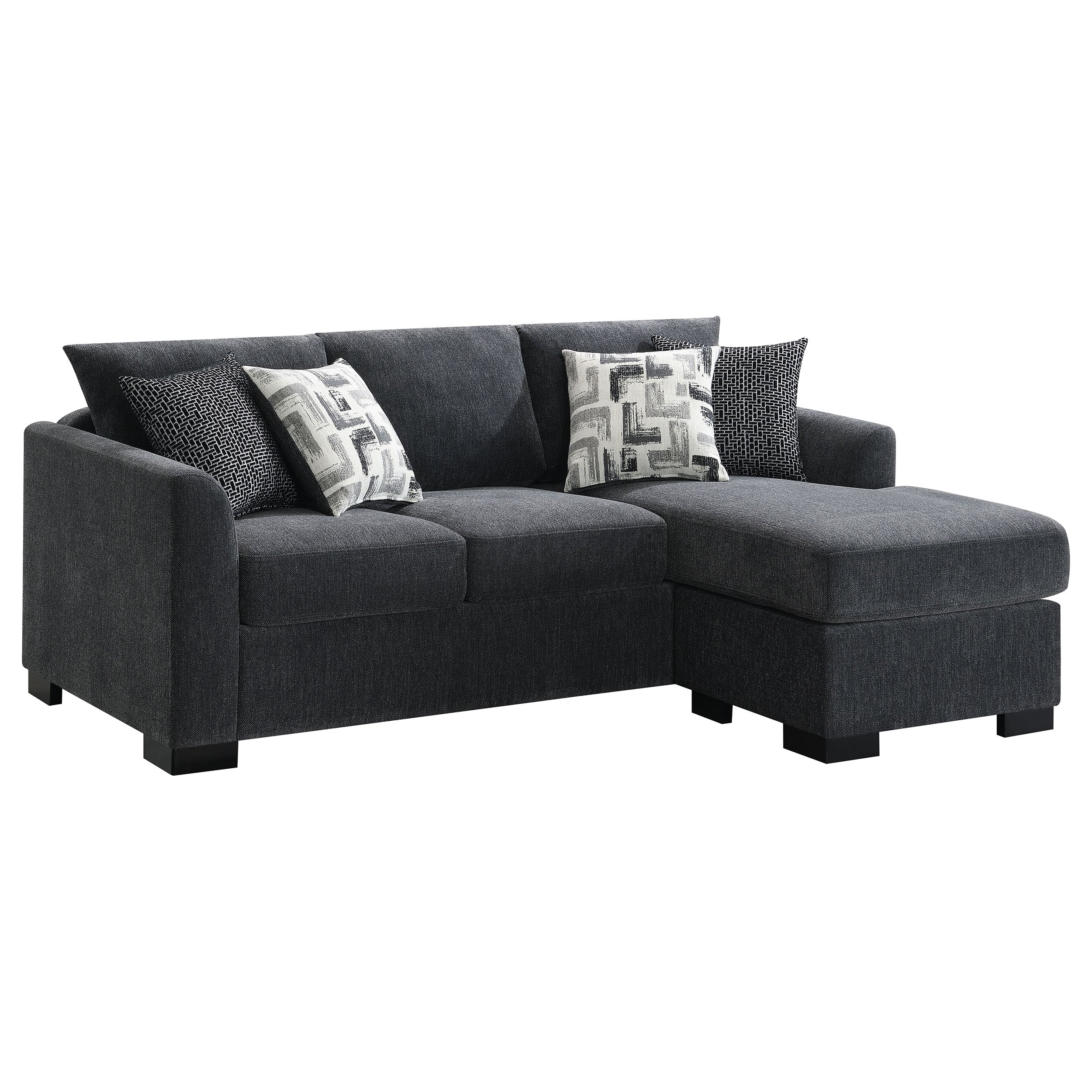 Orleans Furniture - Coaster - Storey Upholstered Sleeper Sectional Chaise Sofa Dark Grey - 504777