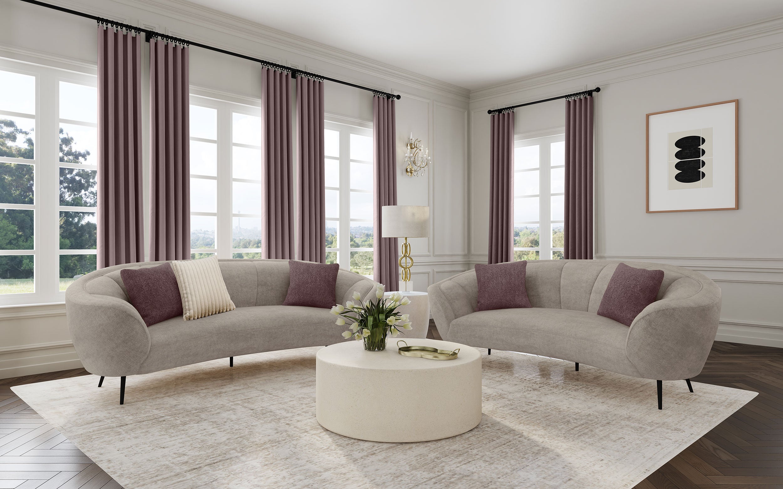 Orleans Furniture - Coaster - Ellorie 2-piece Upholstered Curved Sofa Set Beige - 504837-S2