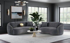 Orleans Furniture - Coaster - Brookside 2-piece Velvet Upholstered Sofa Set Dark Grey - 504844-S2