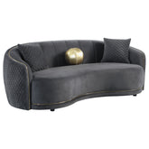 Orleans Furniture - Coaster - Brookside Velvet Upholstered Curved Sofa Dark Grey - 504844