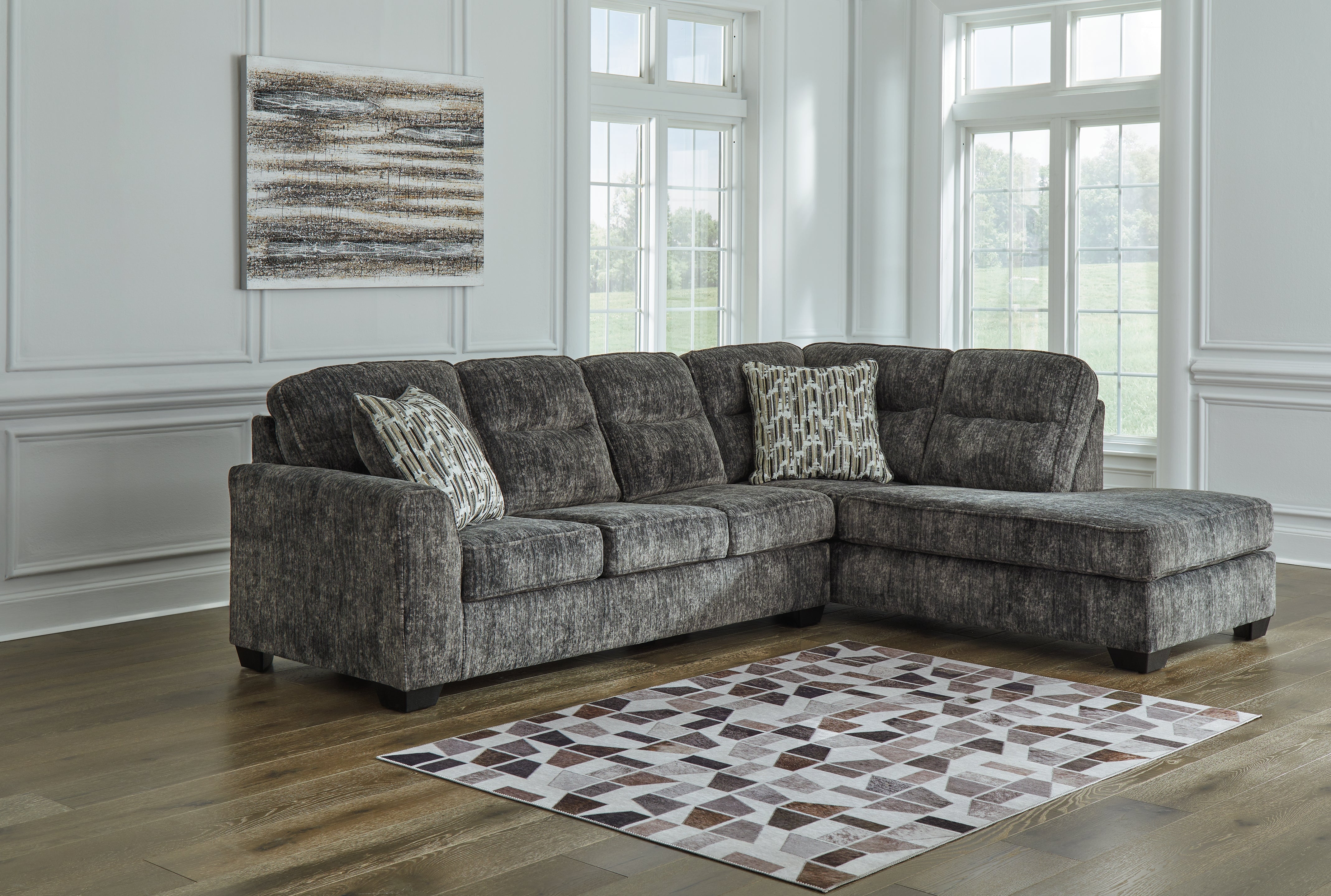 Orleans Furniture - Ashley Furniture - Lonoke Sectional - RAF 2-Piece Sectional with Chaise / Gunmetal - 50504S1