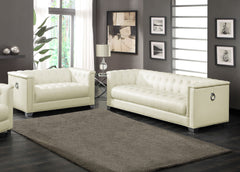 Orleans Furniture - Coaster - Chaviano 2-piece Upholstered Track Arm Sofa Set Pearl White - 505391-S2