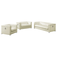 Chaviano 3-piece Upholstered Track Arm Sofa Set Pearl White