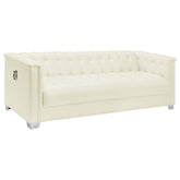 Orleans Furniture - Coaster - Chaviano Upholstered Track Arm Sofa Pearl White - 505391