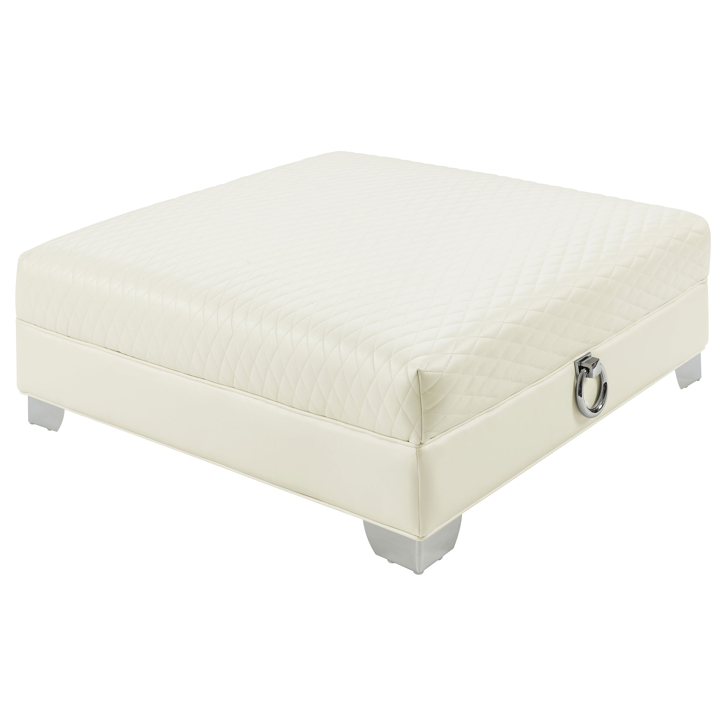Orleans Furniture - Coaster - Chaviano Square Upholstered Ottoman Pearl White - 505394