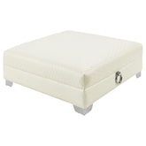 Orleans Furniture - Coaster - Chaviano Square Upholstered Ottoman Pearl White - 505394