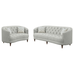 Avonlea 2-piece Upholstered Sloped Arm Sofa Set Grey Fabric