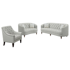 Avonlea 3-piece Upholstered Sloped Arm Sofa Set Grey Fabric