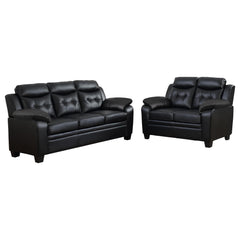Finley 2-piece Upholstered Padded Arm Tufted Sofa Set Black