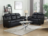 Orleans Furniture - Coaster - Finley 2-piece Upholstered Padded Arm Tufted Sofa Set Black - 506551-S2