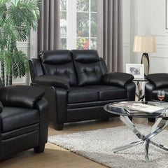 Orleans Furniture - Coaster - Finley Upholstered Padded Arm Tufted Loveseat Black - 506552
