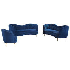 Sophia 3-piece Upholstered Channel Tufted Sofa Set Blue
