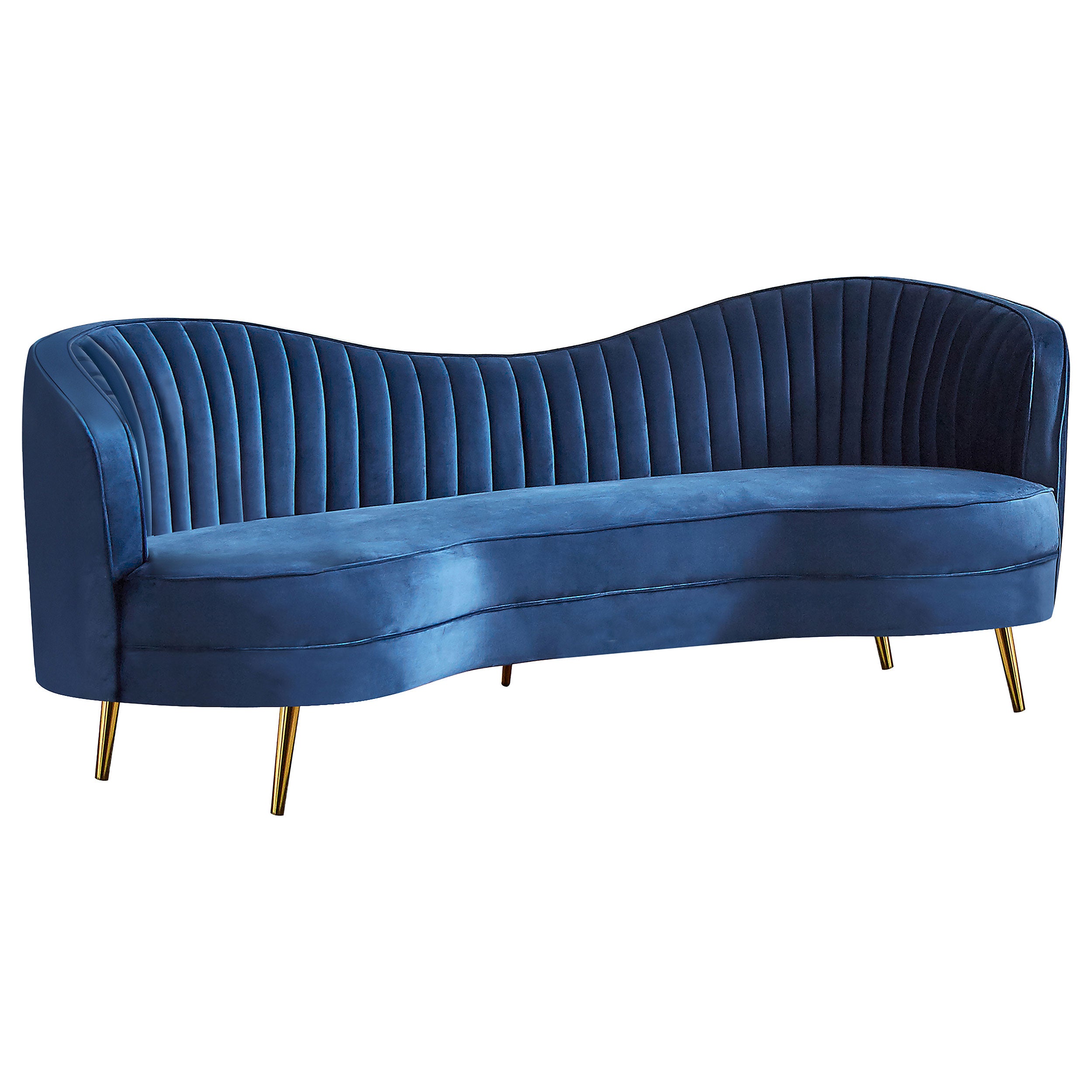 Orleans Furniture - Coaster - Sophia Upholstered Channel Tufted Sofa Blue - 506861