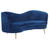 Orleans Furniture - Coaster - Sophia Upholstered Channel Tufted Loveseat Blue - 506862