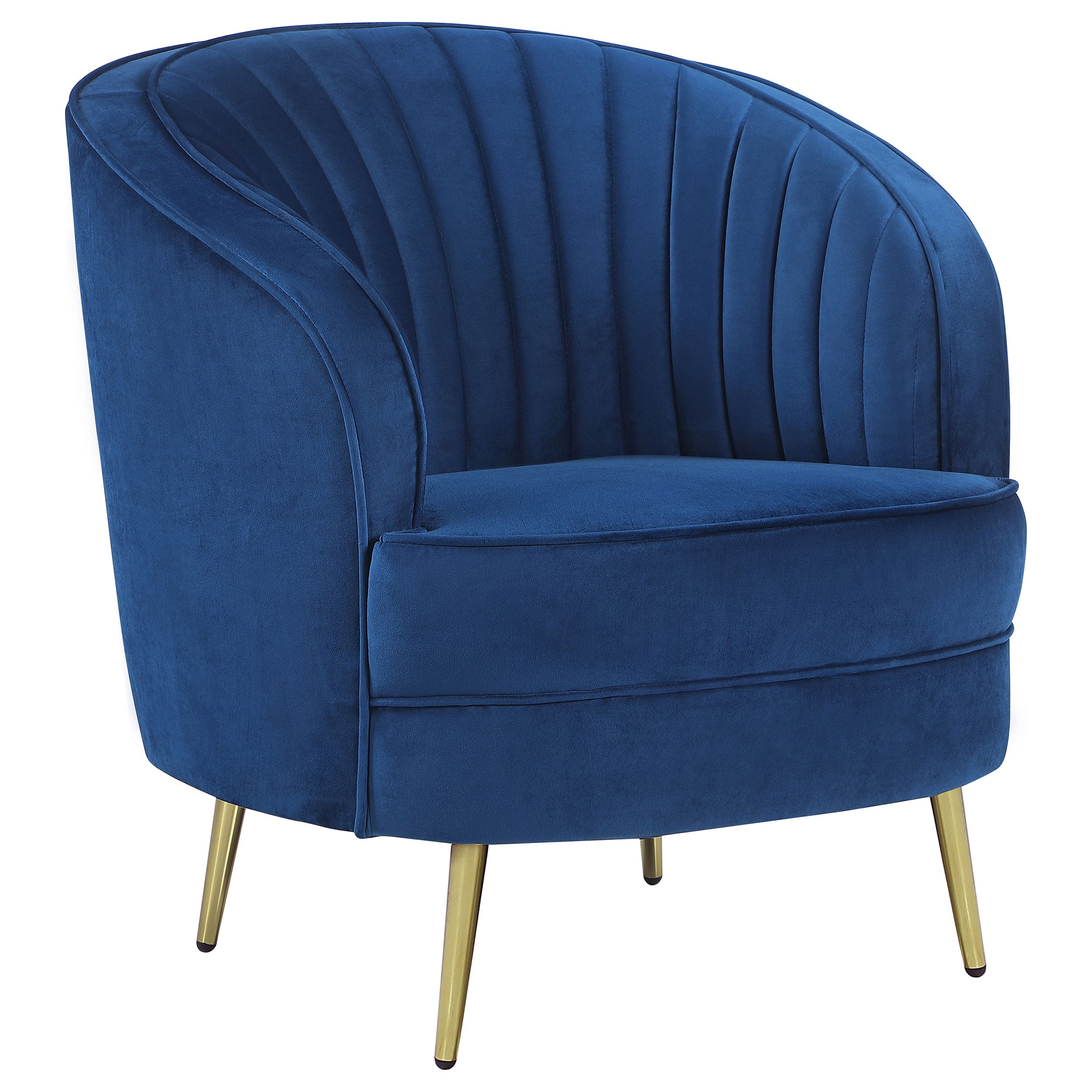 Orleans Furniture - Coaster - Sophia Upholstered Channel Tufted Barrel Accent Chair Blue - 506863