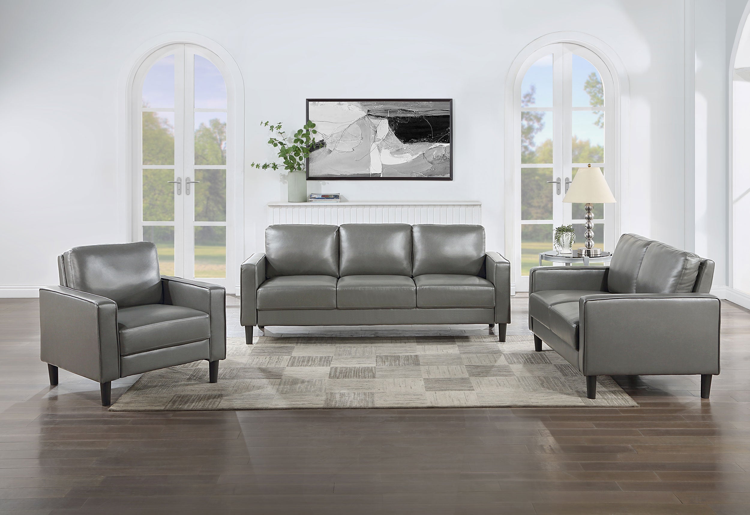 Orleans Furniture - Coaster - Ruth 3-piece Upholstered Track Arm Sofa Set Grey - 508365-S3