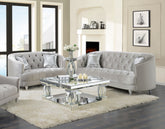 Orleans Furniture - Coaster - Avonlea 2-piece Upholstered Sloped Arm Sofa Set Grey Velvet - 508461-S2