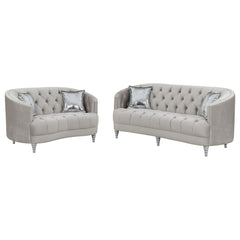 Avonlea 2-piece Upholstered Sloped Arm Sofa Set Grey Velvet