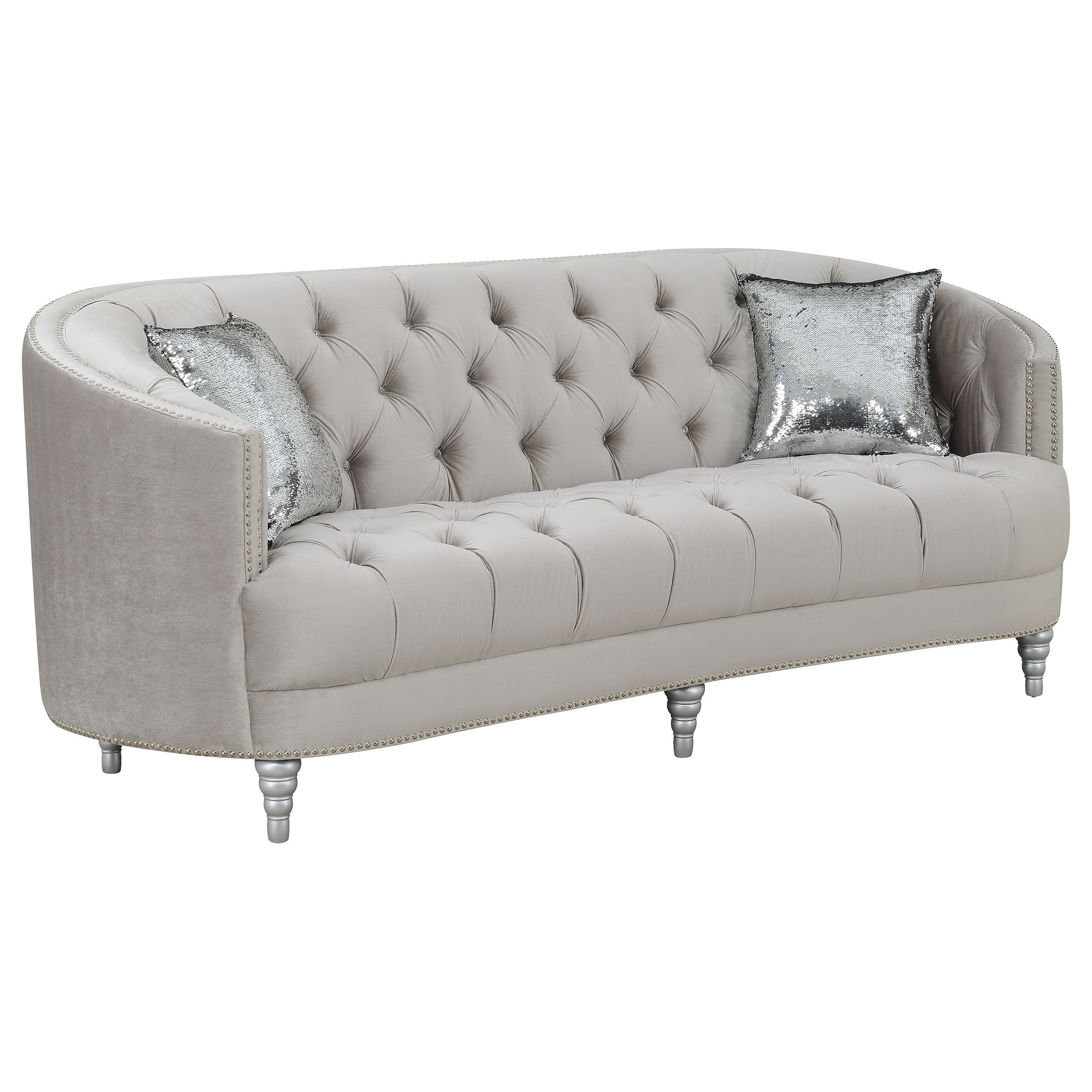 Orleans Furniture - Coaster - Avonlea Upholstered Sloped Arm Sofa Grey Velvet - 508461