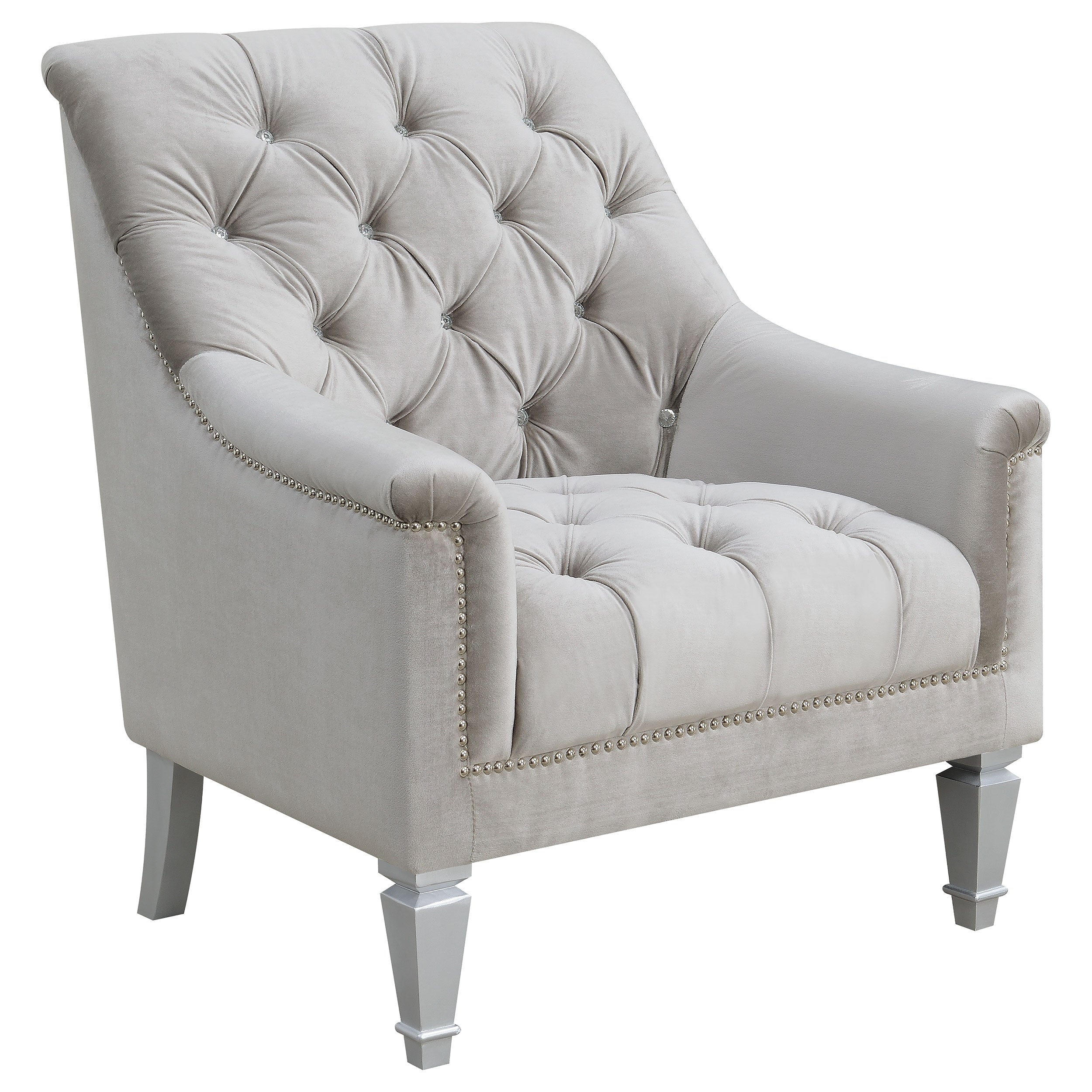 Orleans Furniture - Coaster - Avonlea Velvet Upholstered Sloped Arm Chair Grey Velvet - 508463