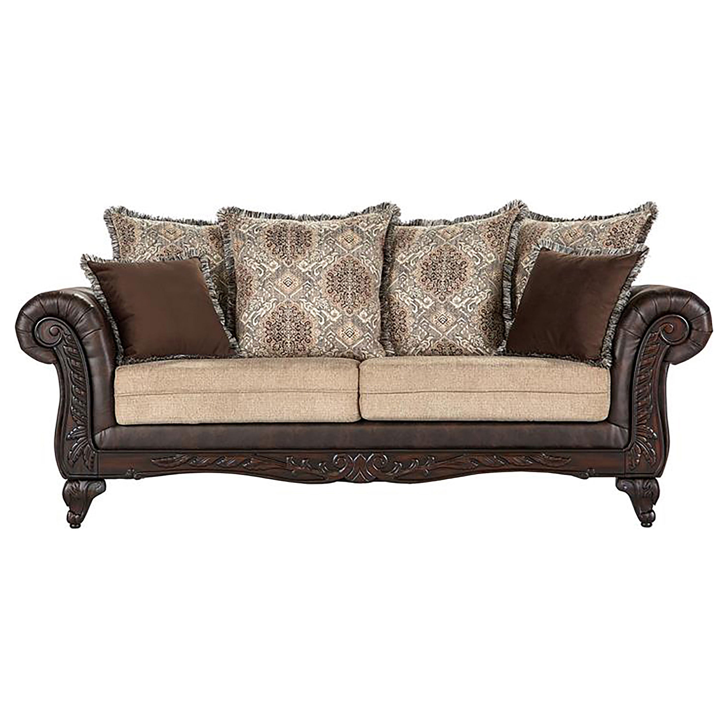 Orleans Furniture - Coaster - Elmbrook Upholstered Rolled Arm Sofa Brown - 508571