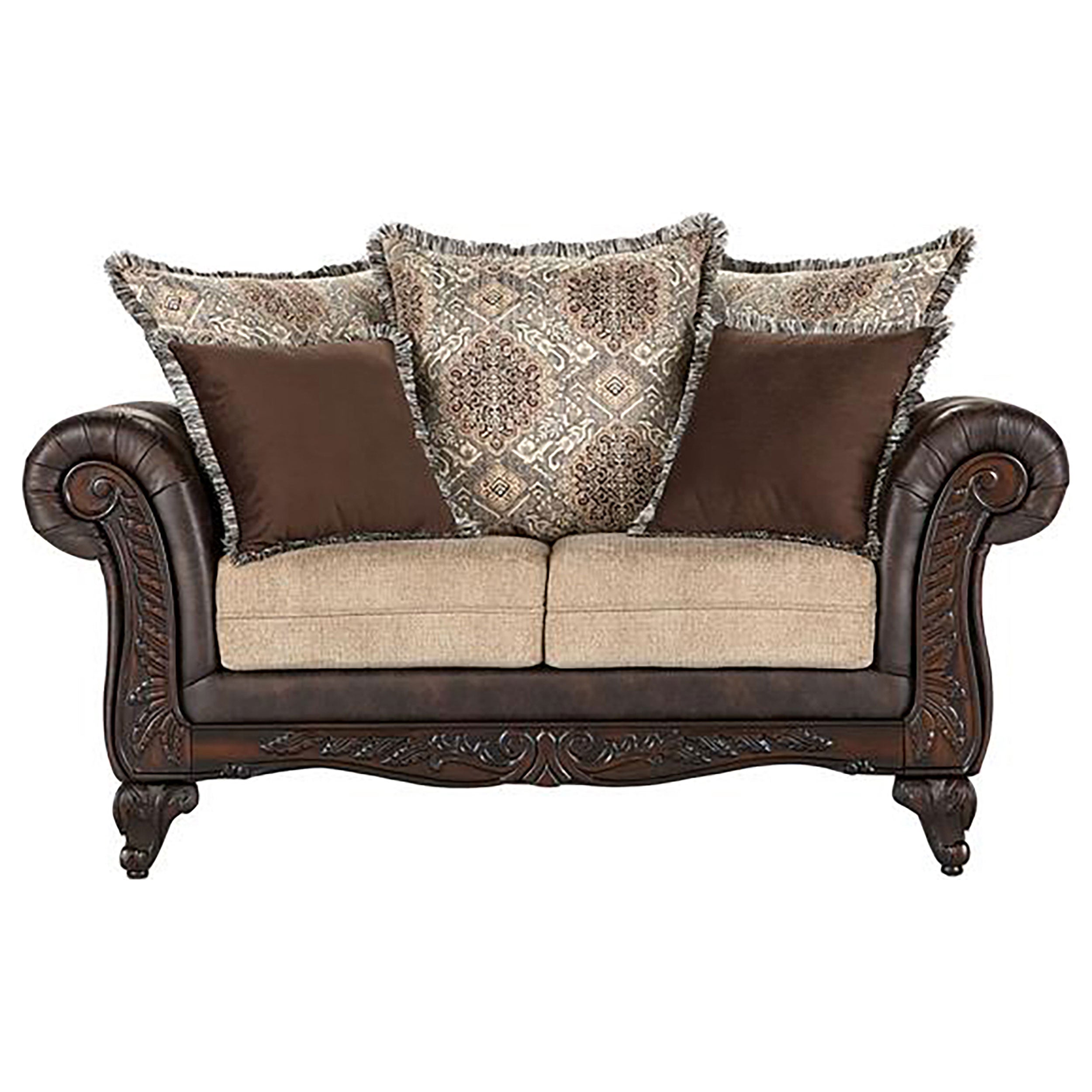 Orleans Furniture - Coaster - Elmbrook Upholstered Rolled Arm Loveseat Brown - 508572