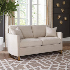 Corliss Upholstered Curved Track Arm Loveseat Beige