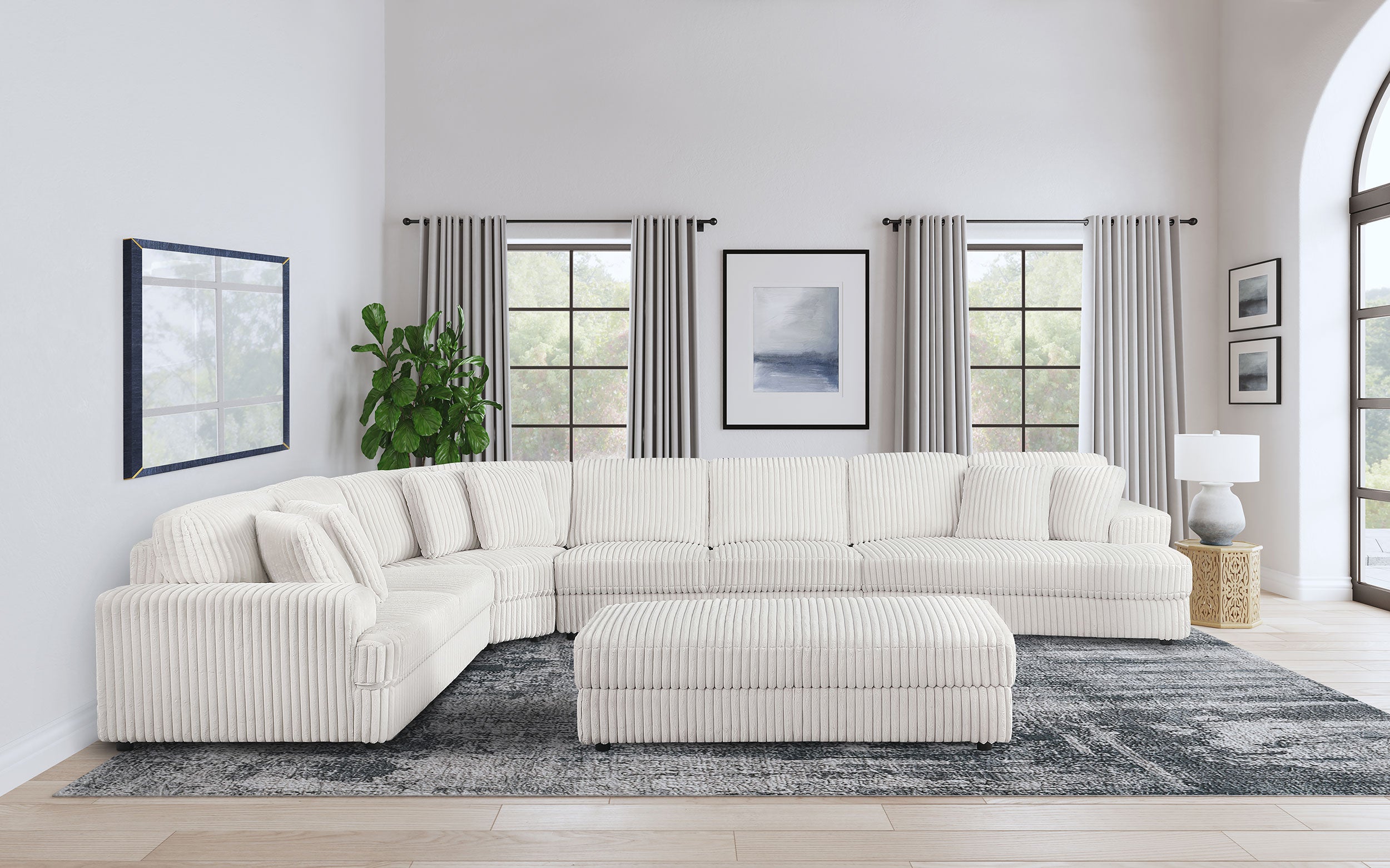 Orleans Furniture - Coaster - Emberson 5-piece Upholstered Modular Sectional Sofa Ivory - 508851-SET