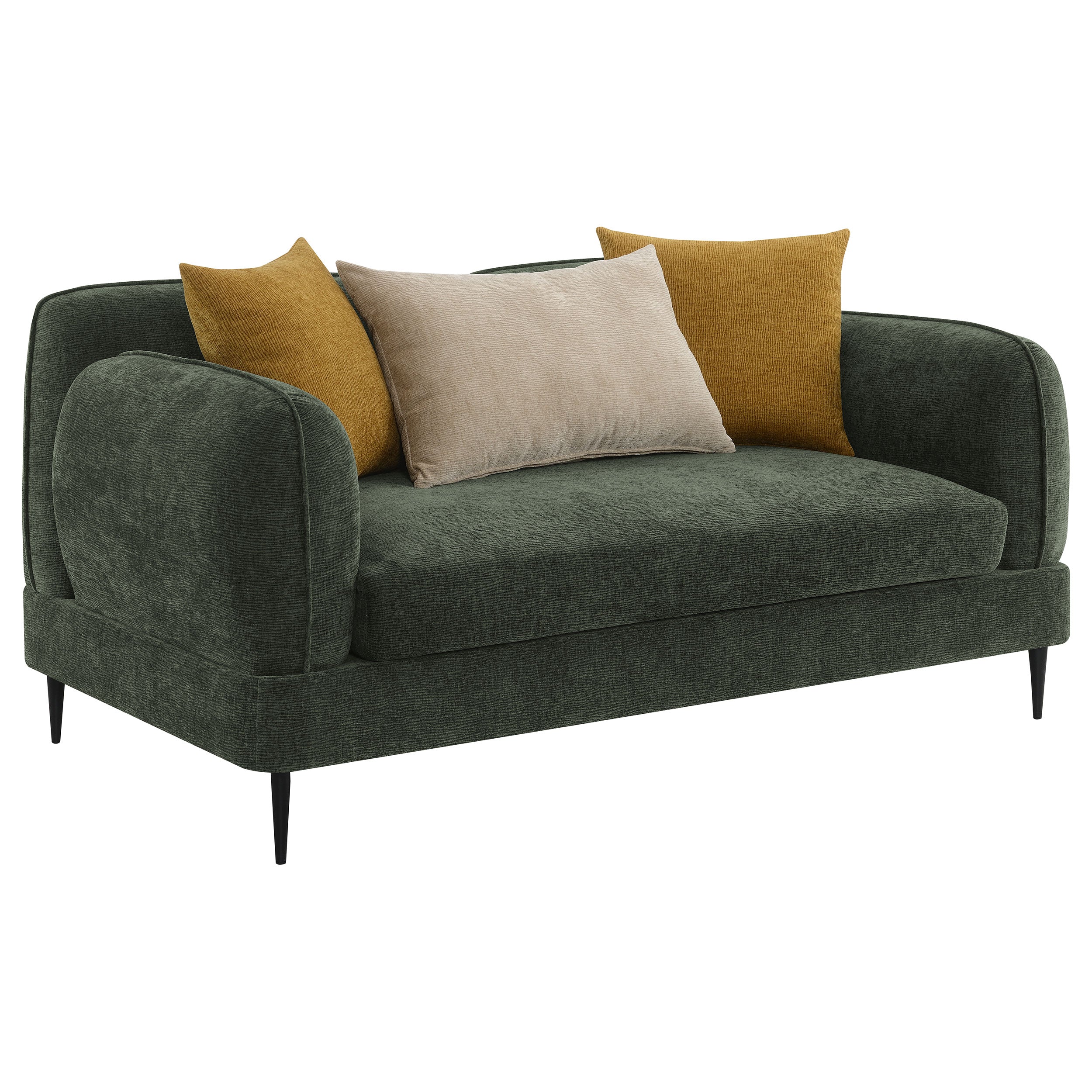 Orleans Furniture - Coaster - Jade Chenille Upholstered Modern Track Arm Loveseat Green - 509132