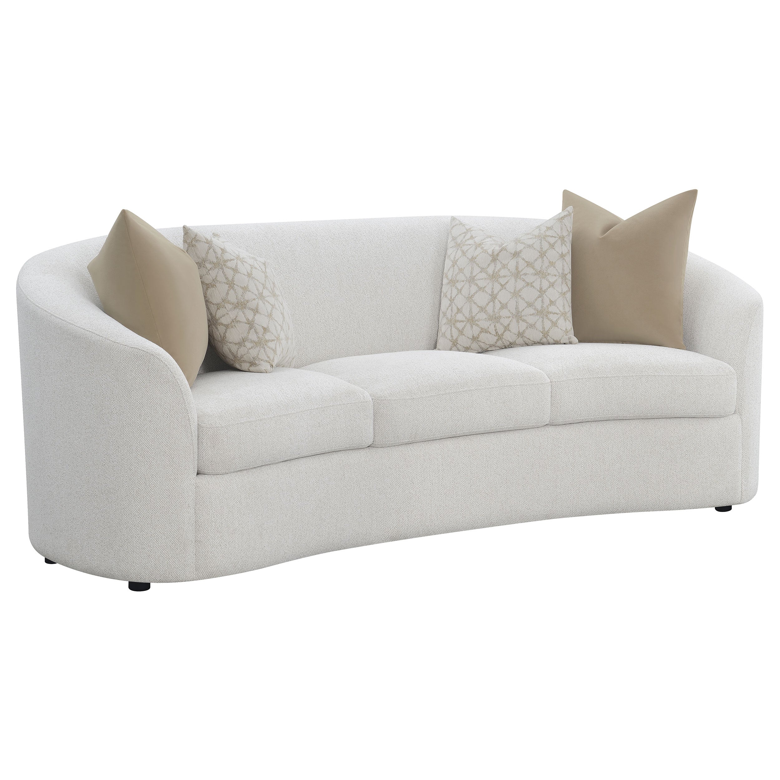 Orleans Furniture - Coaster - Rainn Boucle Upholstered Sloped Arm Sofa Latte - 509171