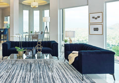 Orleans Furniture - Coaster - Chalet 2-piece Upholstered Tuxedo Arm Tufted Sofa Set Blue - 509211-S2