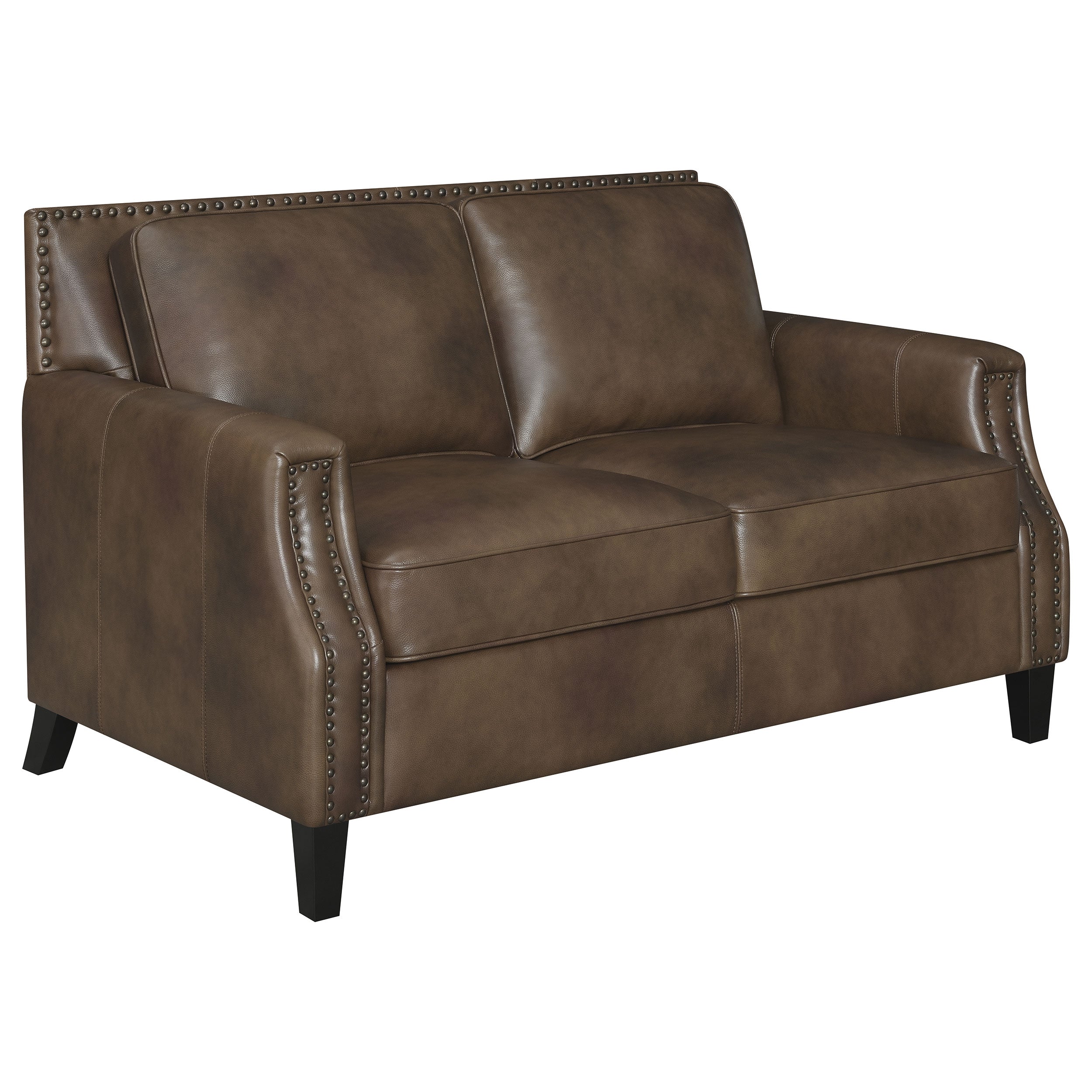 Orleans Furniture - Coaster - Leaton Upholstered Recessed Arm Loveseat Brown Sugar - 509442