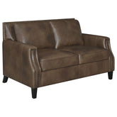 Orleans Furniture - Coaster - Leaton Upholstered Recessed Arm Loveseat Brown Sugar - 509442