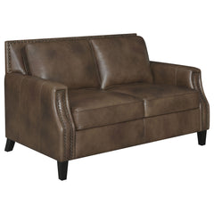Orleans Furniture - Coaster - Leaton Upholstered Recessed Arm Loveseat Brown Sugar - 509442