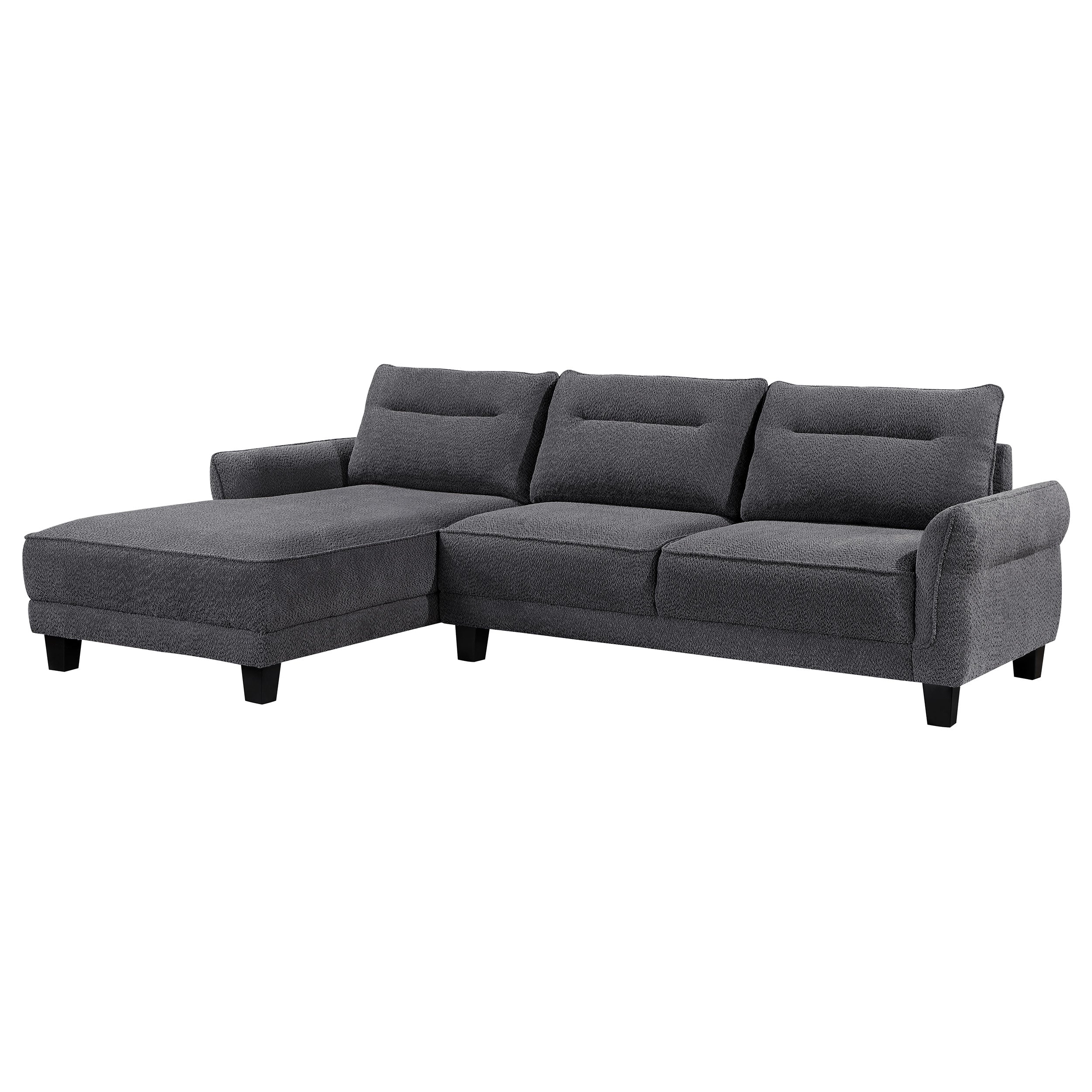 Orleans Furniture - Coaster - Caspian Upholstered Curved Arm Chaise Sectional Sofa Grey - 509540