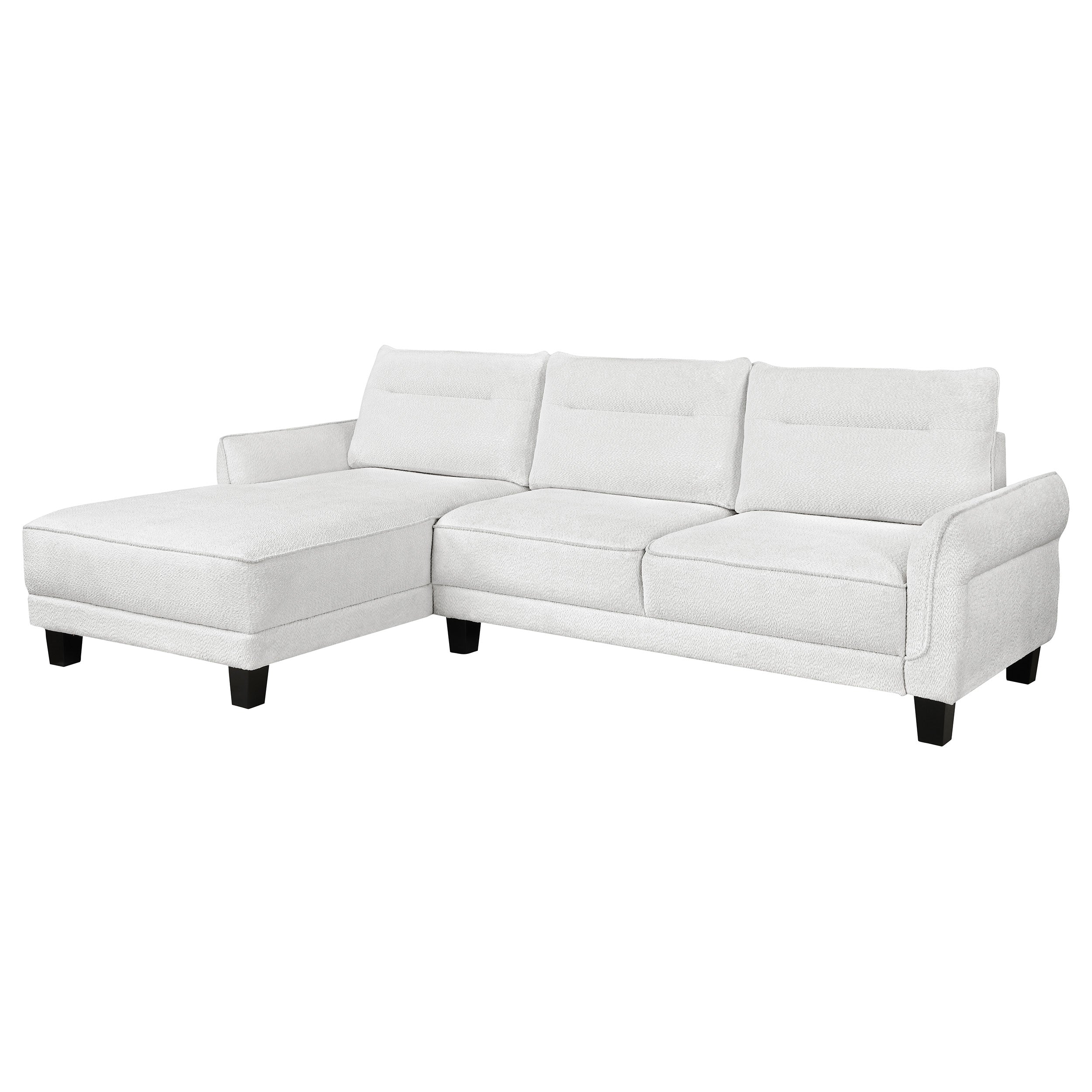 Orleans Furniture - Coaster - Caspian Upholstered Curved Arm Chaise Sectional Sofa White - 509550