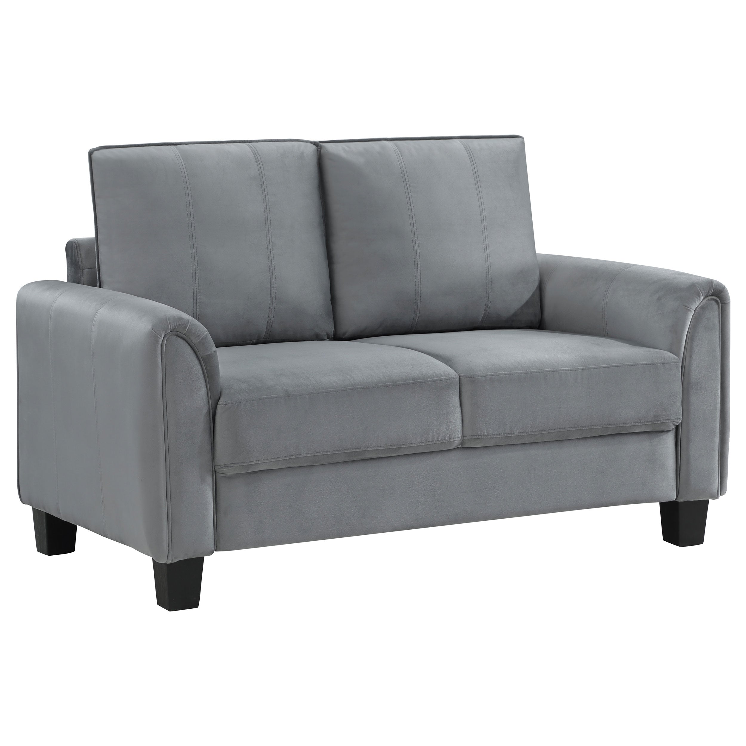 Orleans Furniture - Coaster - Davis Upholstered Rolled Arm Loveseat Grey - 509635