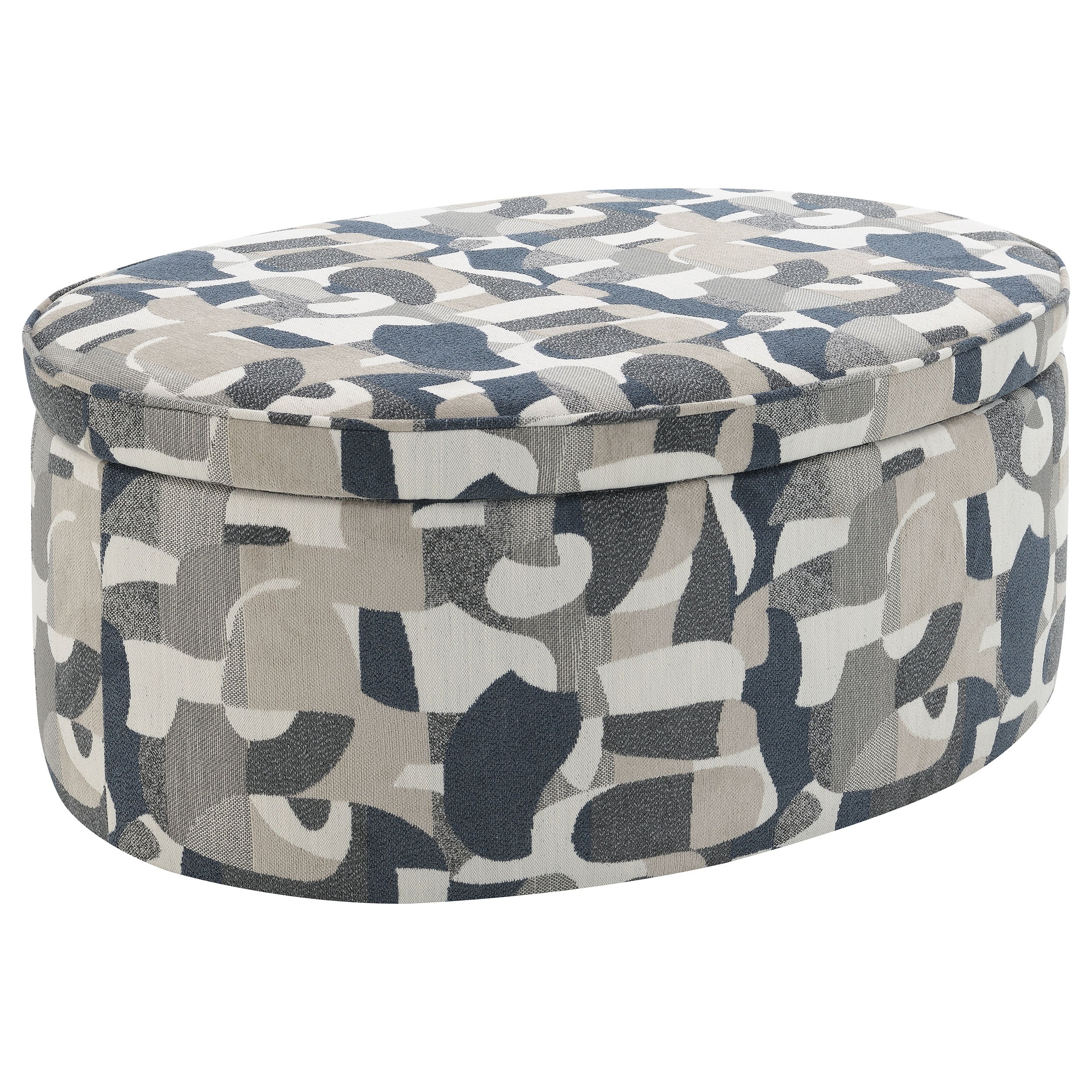Orleans Furniture - Coaster - Tomkins Oval Upholstered Storage Ottoman Indigo Blue - 509674