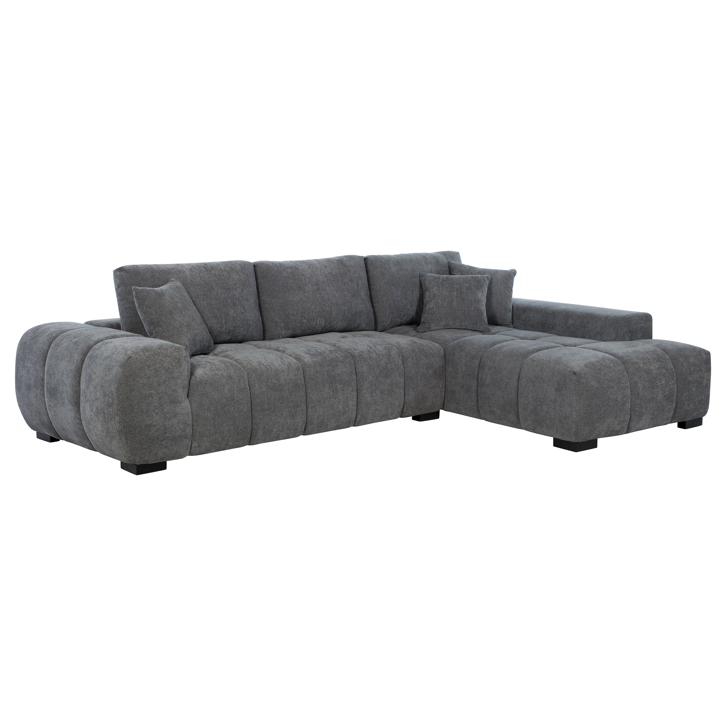 Orleans Furniture - Coaster - Octavia Upholstered Sectional Chaise Sofa Charcoal Grey - 509965